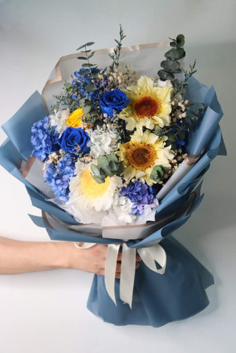[Golden yellow+Blue] Graduation Bouquet 2