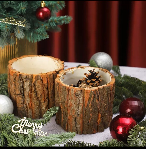 Tree bark decorative bucket