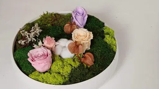 Eternal Bloom and Moss Terrarium Decor